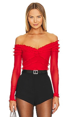 MAJORELLE Elise Bodysuit in Cherry Red from Revolve.com | Revolve Clothing (Global)
