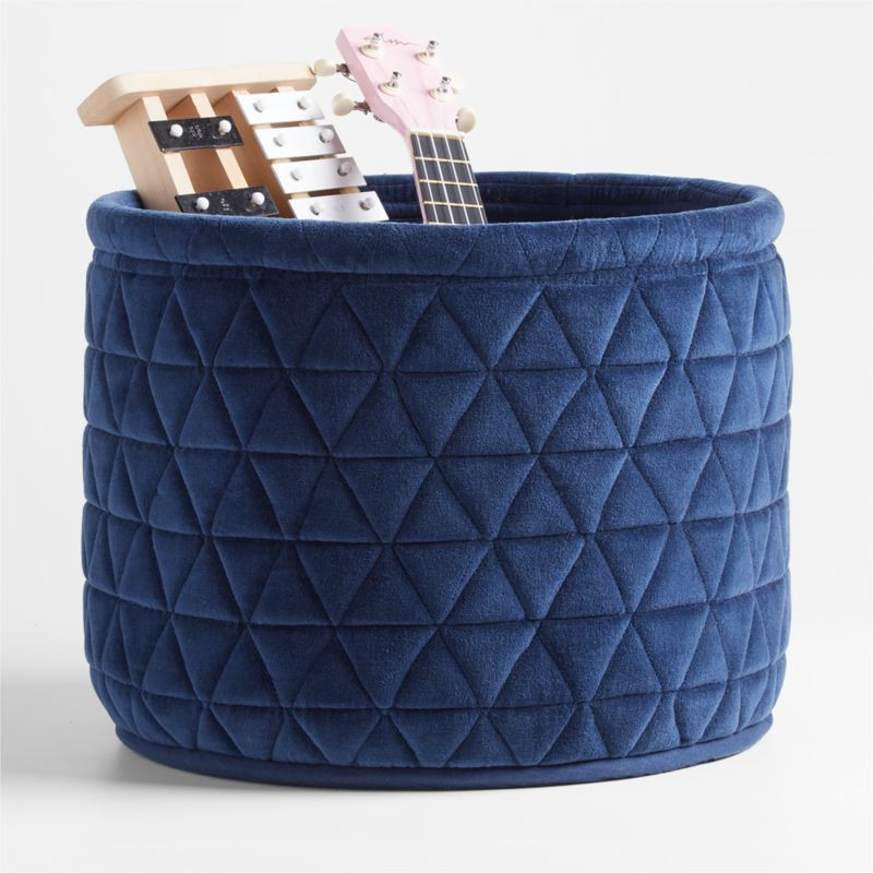 Navy Velvet Kids Storage Bin + Reviews | Crate & Kids | Crate & Barrel