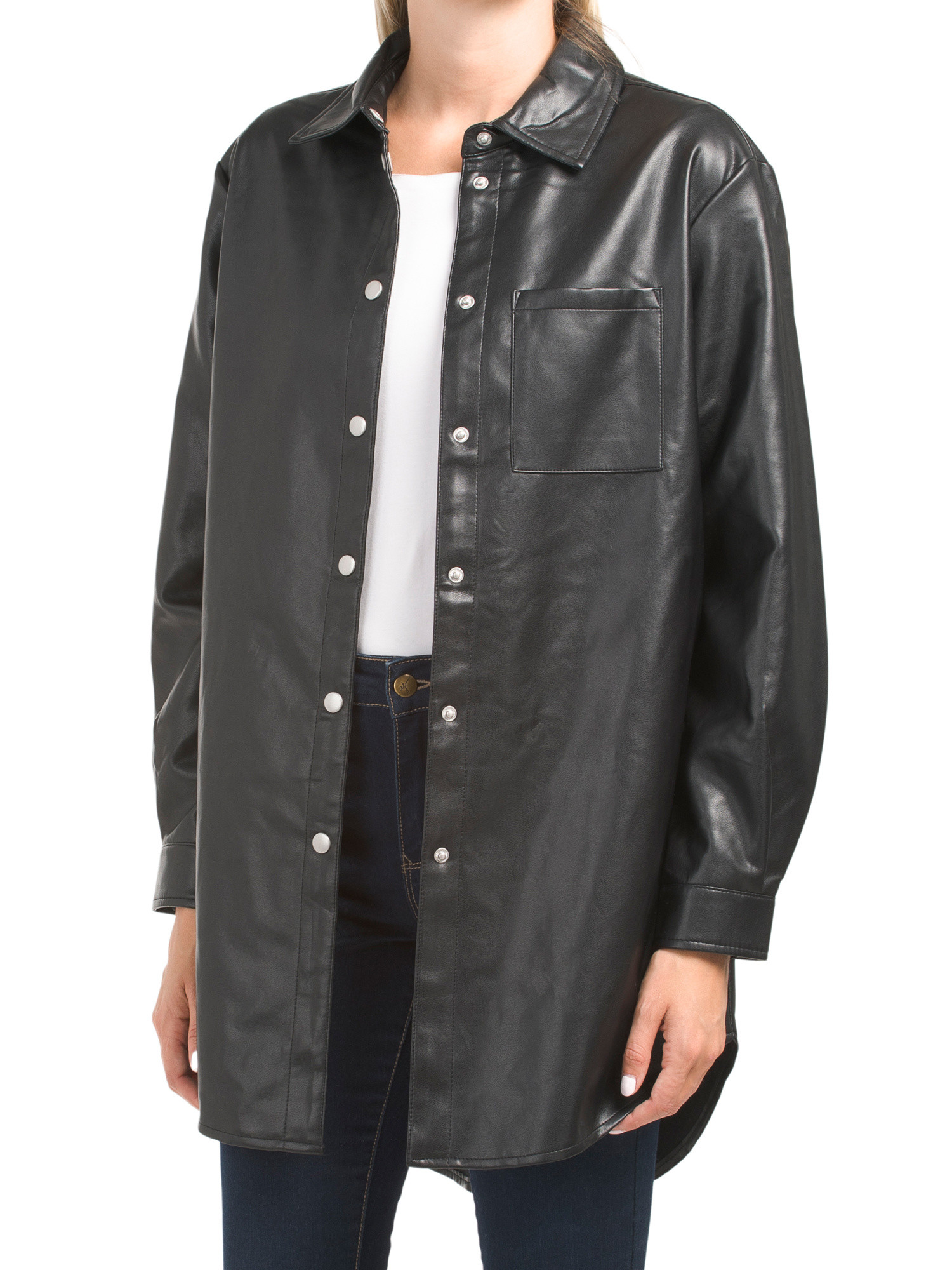 Faux Leather Shacket | Long Sleeve Tops | Marshalls | Marshalls