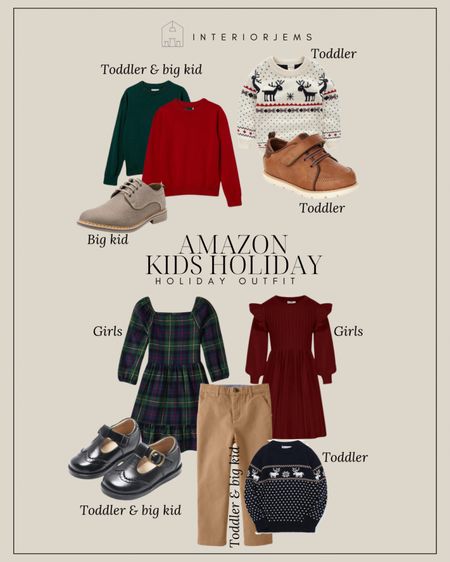 Amazon holiday ware for girls and boys, holiday outfits, toddler and big kid, girls dresses and dress shoes, boys sweater, 

#LTKHoliday #LTKkids #LTKGiftGuide