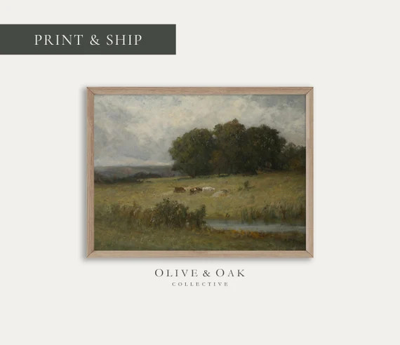 Farmhouse Art Print / Pasture Landscape Painting / Cow | Etsy Canada | Etsy (CAD)