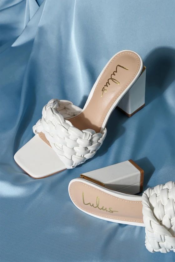 Medelyn White High Heel Slide Sandals | Lulus (US)