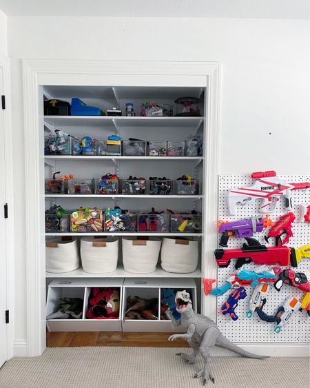 LOVE this sweet playroom closet! These Home Edit containers are 20% off right now!! 

#LTKsalealert #LTKhome #LTKfamily