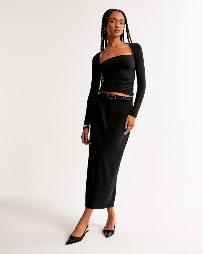 Women's Mid Rise Tailored Maxi Skirt | Women's Clearance | Abercrombie.com | Abercrombie & Fitch (US)