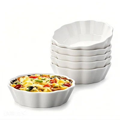 Ramekins Oven Safe, Small Baking Dish, Individual Mini Pie Pans, Ceramic Small Quiche Dishes.(White/Set Of 6) | Wayfair North America