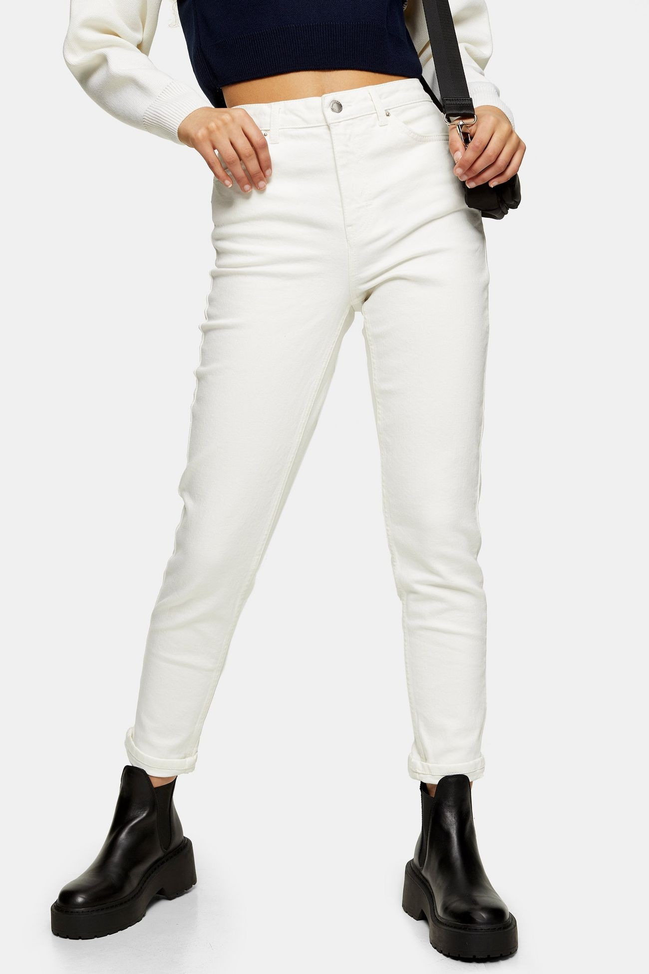 White Premium Mom Tapered Jeans | Topshop US