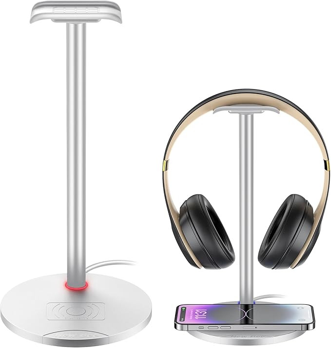 Headphone Stand Gaming Headset Stand with Wireless Charging Sturdy 2-in-1 Headset Holder & Wirele... | Amazon (US)