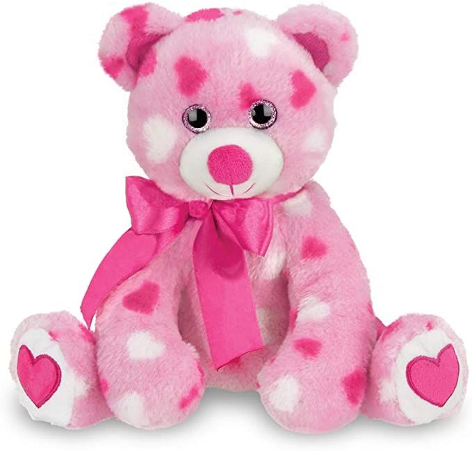 Bearington Pink Plush Stuffed Animal Teddy Bear with Hearts, 8.5 inches | Amazon (US)