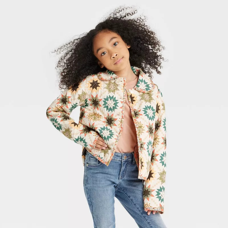 Girls' Quilted Jacket - Cat & Jack™ Cream | Target