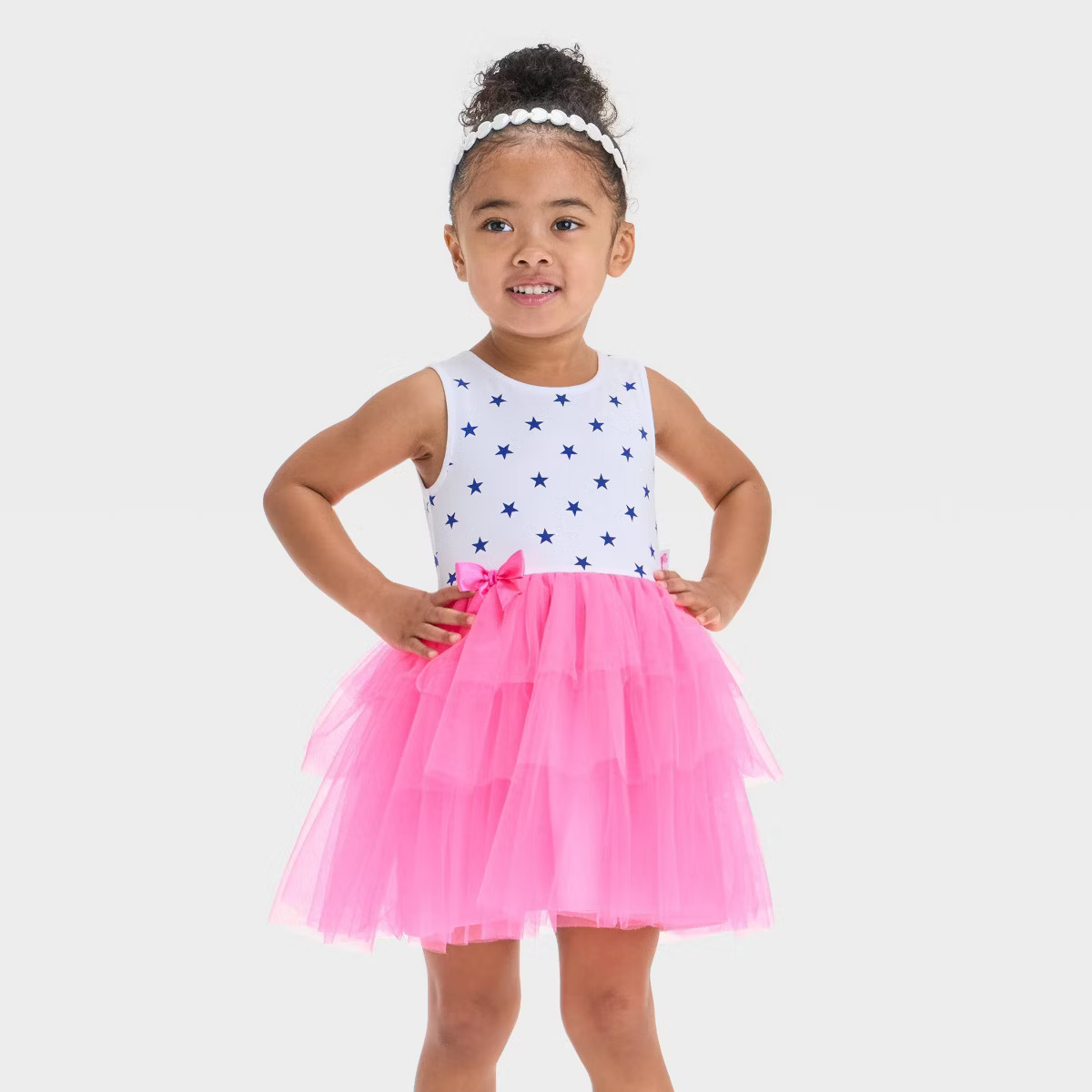 Toddler Girls' Mattel Barbie Dream Closet 1989 Inspired Dotted Tulle Dress - Pink/White | Target