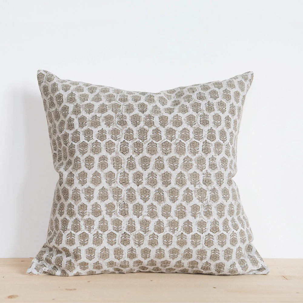 Linen Hand Block-Printed Pillow Cover No. 0270 | Roan Iris