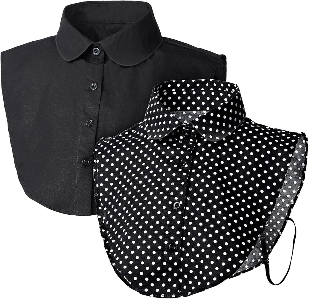 SATINIOR Women's Fake Collar Detachable Dickey Collar Faux False Collar Polka Dots Half Shirts Bl... | Amazon (US)