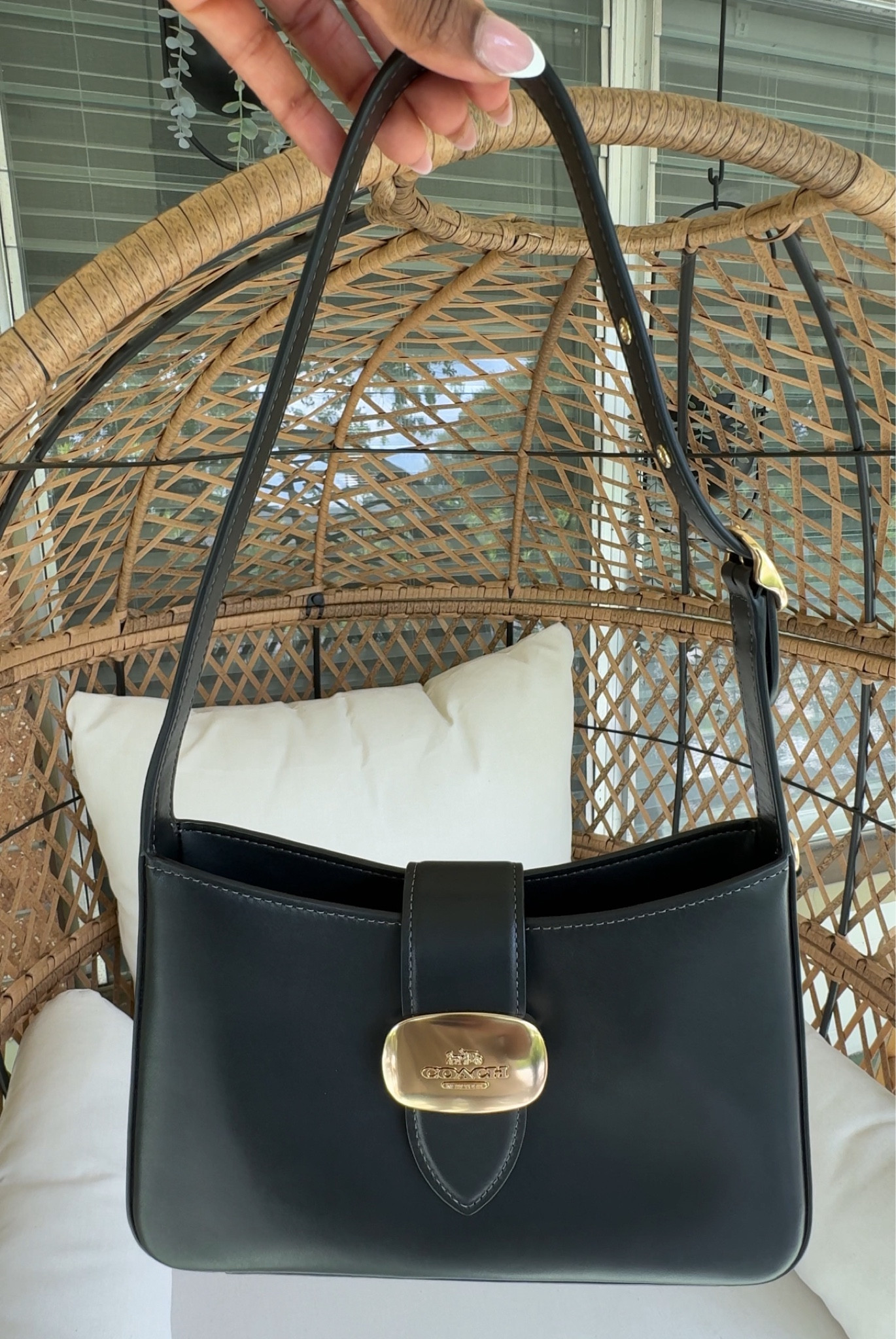 Coach Eliza Shoulder Bag in Black/Brass