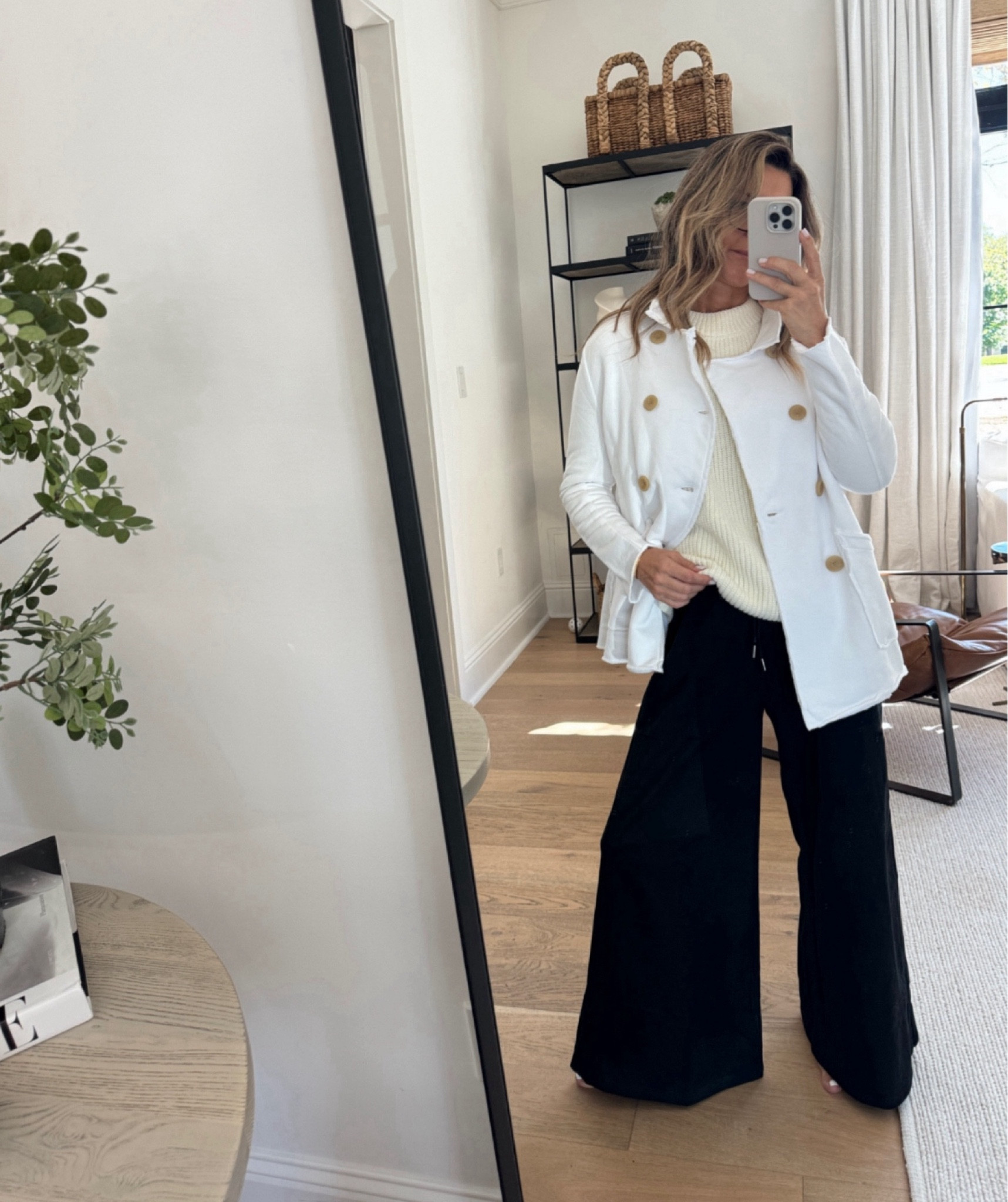 -Amazon wide leg pants, look for less sz S I’m 5’6”
-Frank and Eileen white jersey jacket sz S 
-Frank & Eileen knit sz S

#LTKTravel #LTKOver40 #LTKFindsUnder50