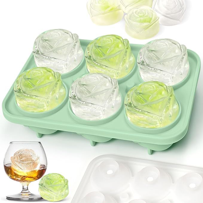 Ice Cube Tray, Silicone Ice Cube Tray, Make 6 Cute Flower Shape Ice, Easy-Release Reusable in Org... | Amazon (US)