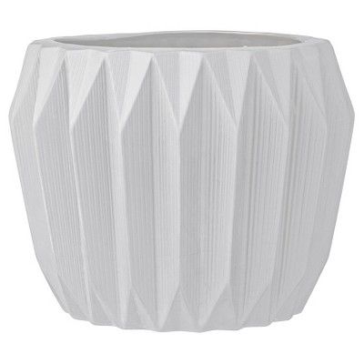 Ceramic Fluted Flower Pot - White (7") - 3R Studios | Target