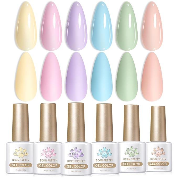 Born Pretty Pastel Gel Nail Polish Set Spring Summer Gel Polish Macaron Candy Sweet Color Gel Pol... | Amazon (US)
