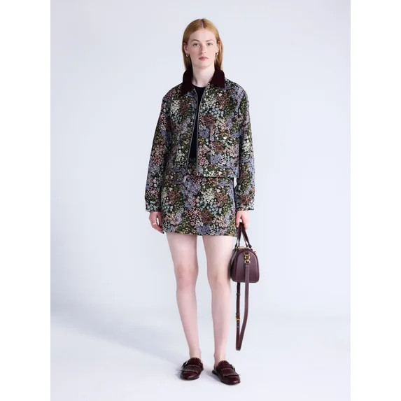 Free Assembly Women's and Women's Plus Cropped Jacquard Utility Jacket, Sizes XS-4X | Walmart (US)