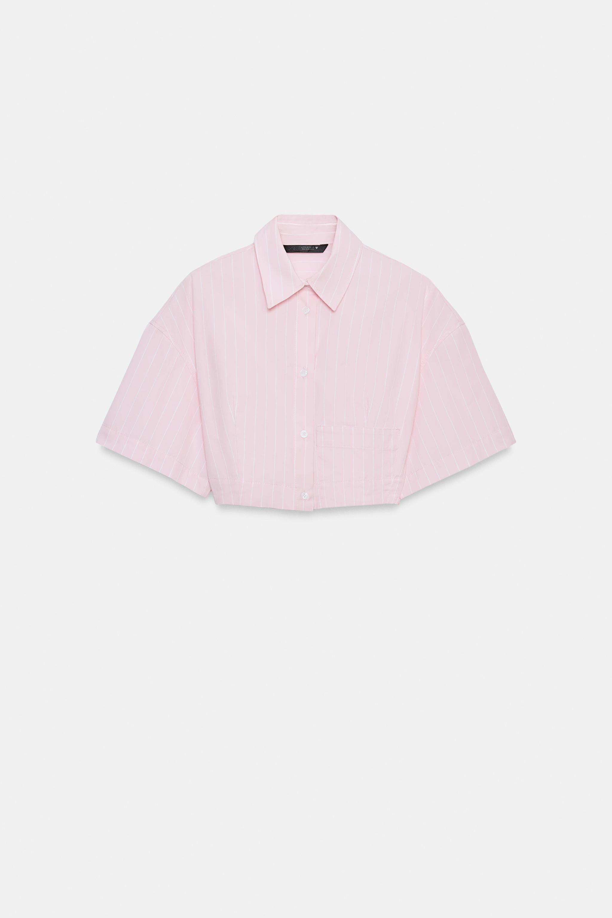 Lapel collar shirt with short sleeves. Front patch pocket. Hem finished with elastic. Front butto... | Zara US