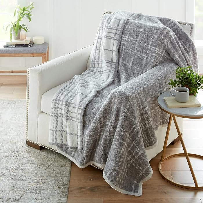 Crafted by Catherine Quinn Plaid Cozy Knit Throw Blanket 60" x 70" Inches, Soft Comfy Decorative ... | Amazon (US)