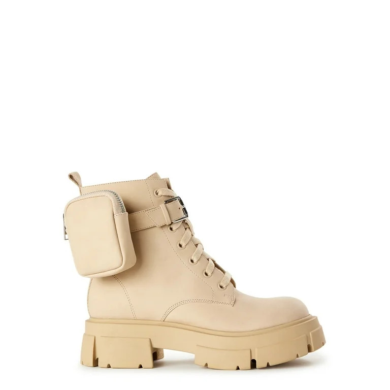 No Boundaries Women's Lug Combat Boots with Side Pouch - Walmart.com | Walmart (US)