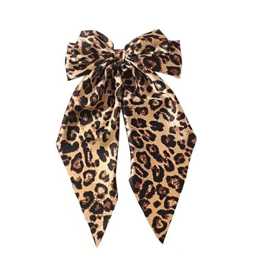 1 PCS Yellow Leopard Print Bow Hair Clip - Big Bow with Long Tail - Cheetah Hair Accessory for Women & Girls | Amazon (US)