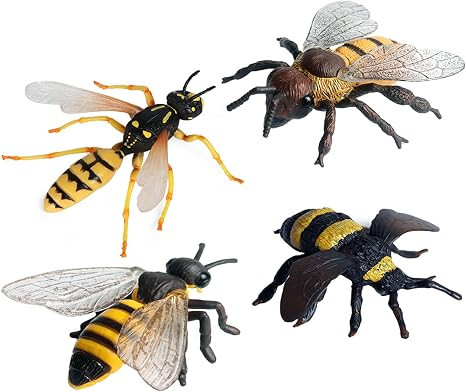 Flormoon 4PCS Bee Figurines Honeybee Insect Toy, Science Project, Cake Topper, Early Educational ... | Amazon (US)