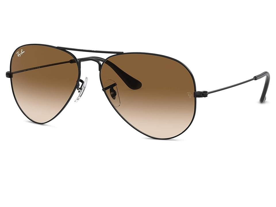 Ray-Ban 0RB3025 Aviator Large Metal Fashion Men's Sunglasses Black/Clear Gradient Brown : 55mm, Metal Frames | Zappos