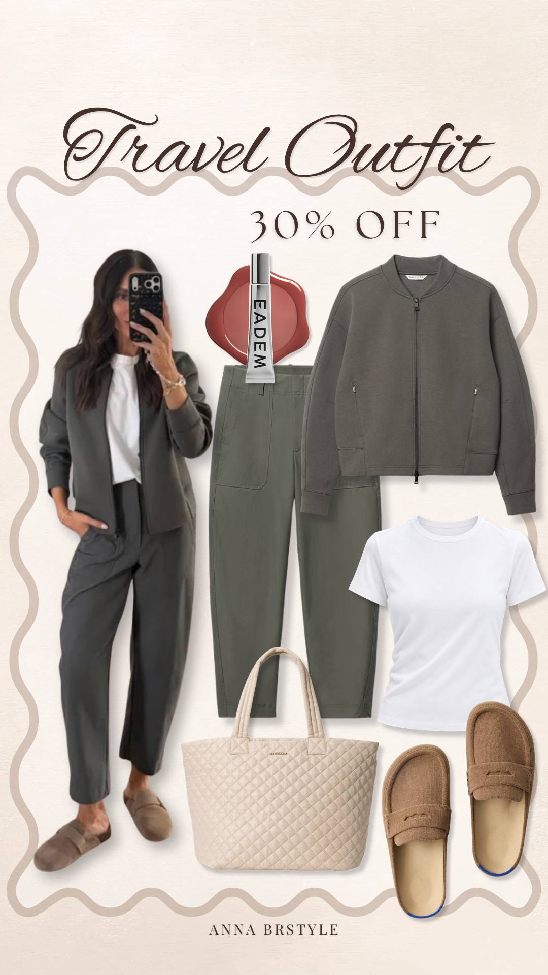 30% off makes this travel outfit even better. I love the mix of comfortable layers, easy pants, a simple tee, and slip on shoes that you can actually wear through a travel day. Everything you need without overthinking the outfit.

travel outfit, travel essentials, comfortable travel clothes, travel outfit ideas, fall travel style, airport outfit, travel capsule wardrobe, athleisure style, casual travel outfit, women’s travel fashion, annabrstyle

#LTKootd #LTKSeasonal #LTKOver40