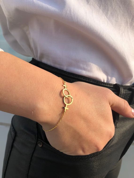 Silver Lesbian Bracelet, Lesbian Pride, Lesbian Flag, Lesbian Jewelry, Lgbt Bracelet, Couples Bra... | Etsy (US)