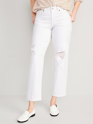 High-Waisted OG Loose Ripped White Jeans for Women | Old Navy (US)