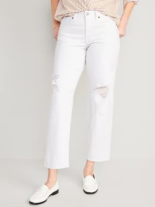 High-Waisted OG Loose Ripped White Jeans for Women | Old Navy (US)