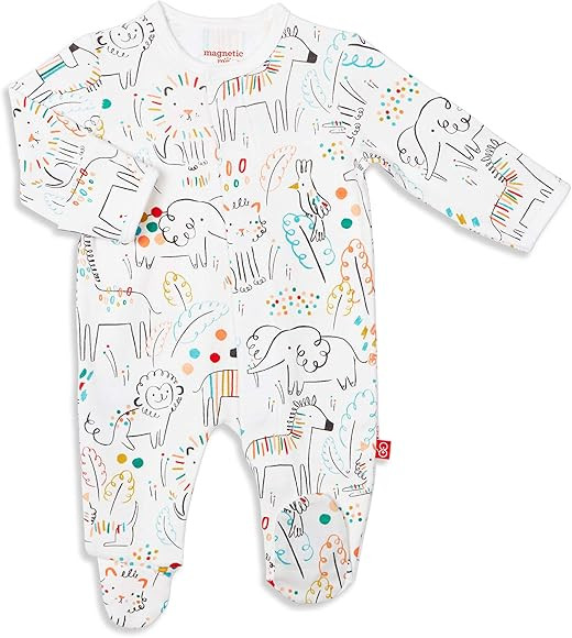 Magnetic Me Footie Pajamas 100% Organic Cotton Baby Sleepwear Quick Magnetic Fastener Sleeper | Amazon (US)