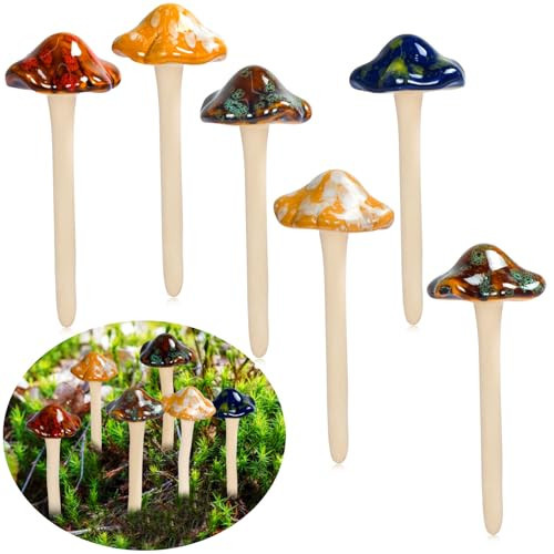 Garden Decor Mushrooms, Ceramic Mushroom for Garden Fairy Yard Decoration DIY Ornament for Dollhouse Potting Shed Flowerpot Plants Lawn Garden Outdoor Statue | Amazon (US)