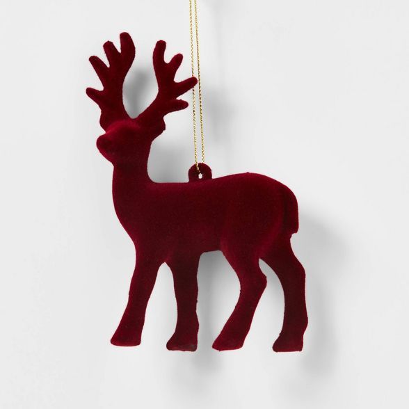 Flocked Deer Christmas Tree Ornament Red - Wondershop™ | Target