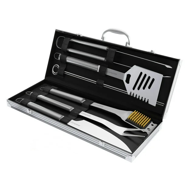 BBQ Grill Tool Set- Stainless Steel Barbecue Grilling Accessories Aluminum Storage Case, Includes... | Walmart (US)