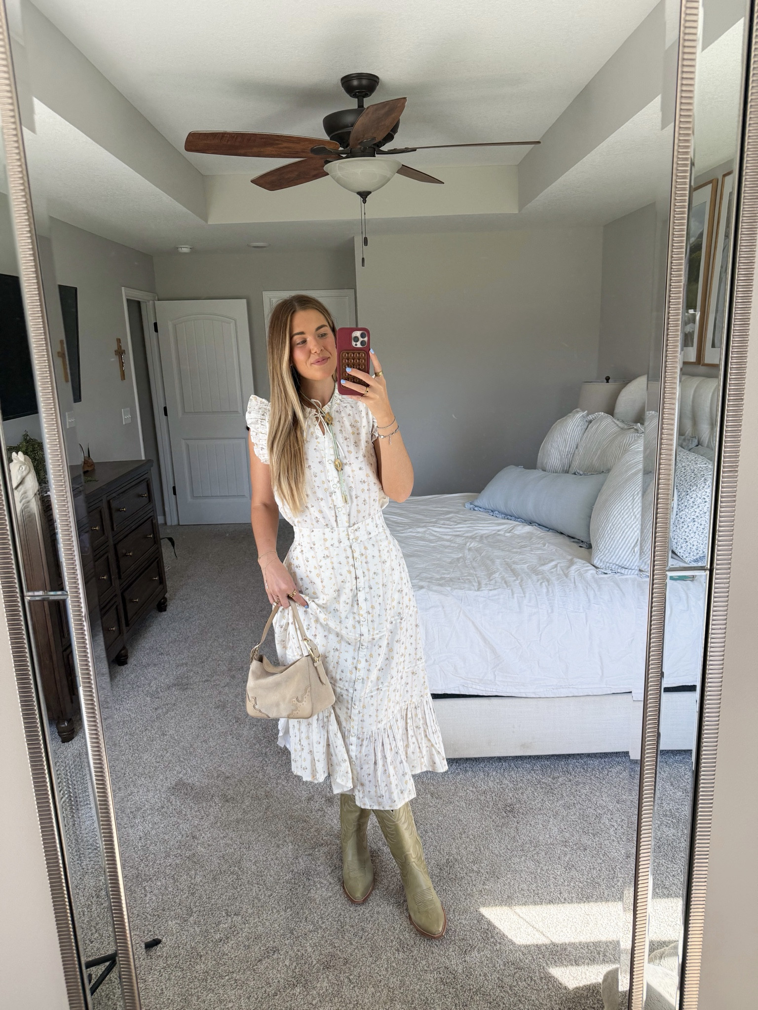 size down half size in boots, wearing a small in the skirt and blouse 

#LTKootd #LTKFestival #LTKTall