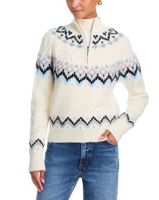 AQUA Fair Isle Half Zip Sweater - Exclusive   | Bloomingdale's Women | Bloomingdale's (US)