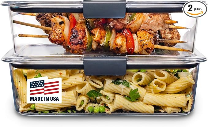 Rubbermaid Brilliance BPA-Free Food Storage Containers with Lids, Airtight Clear Set of 2 (9.6 Cu... | Amazon (US)