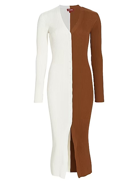 STAUD Shoko Colorblock Body-Con Sweaterdress | Saks Fifth Avenue