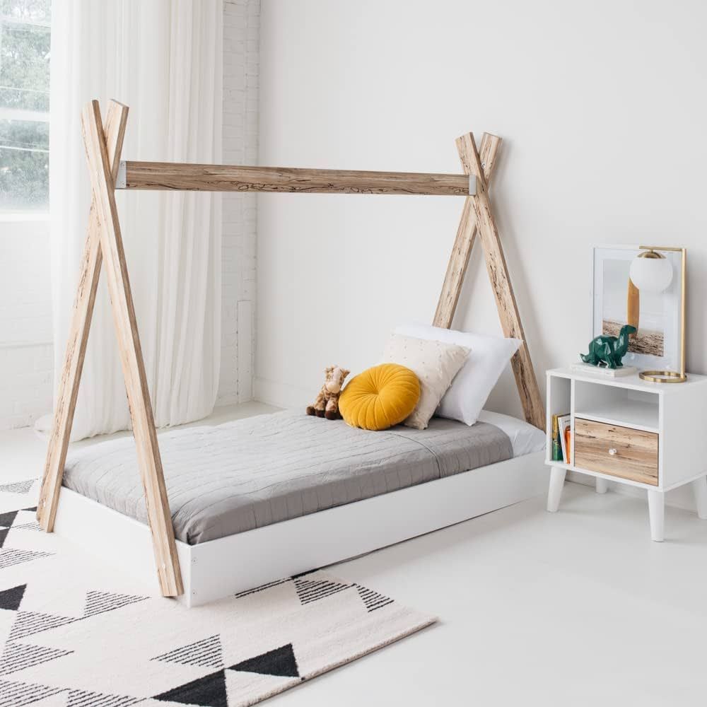 Signature Design by Ashley Piperton Modern Youth Tent Bed Frame, Full, Natural Wood & White | Amazon (US)
