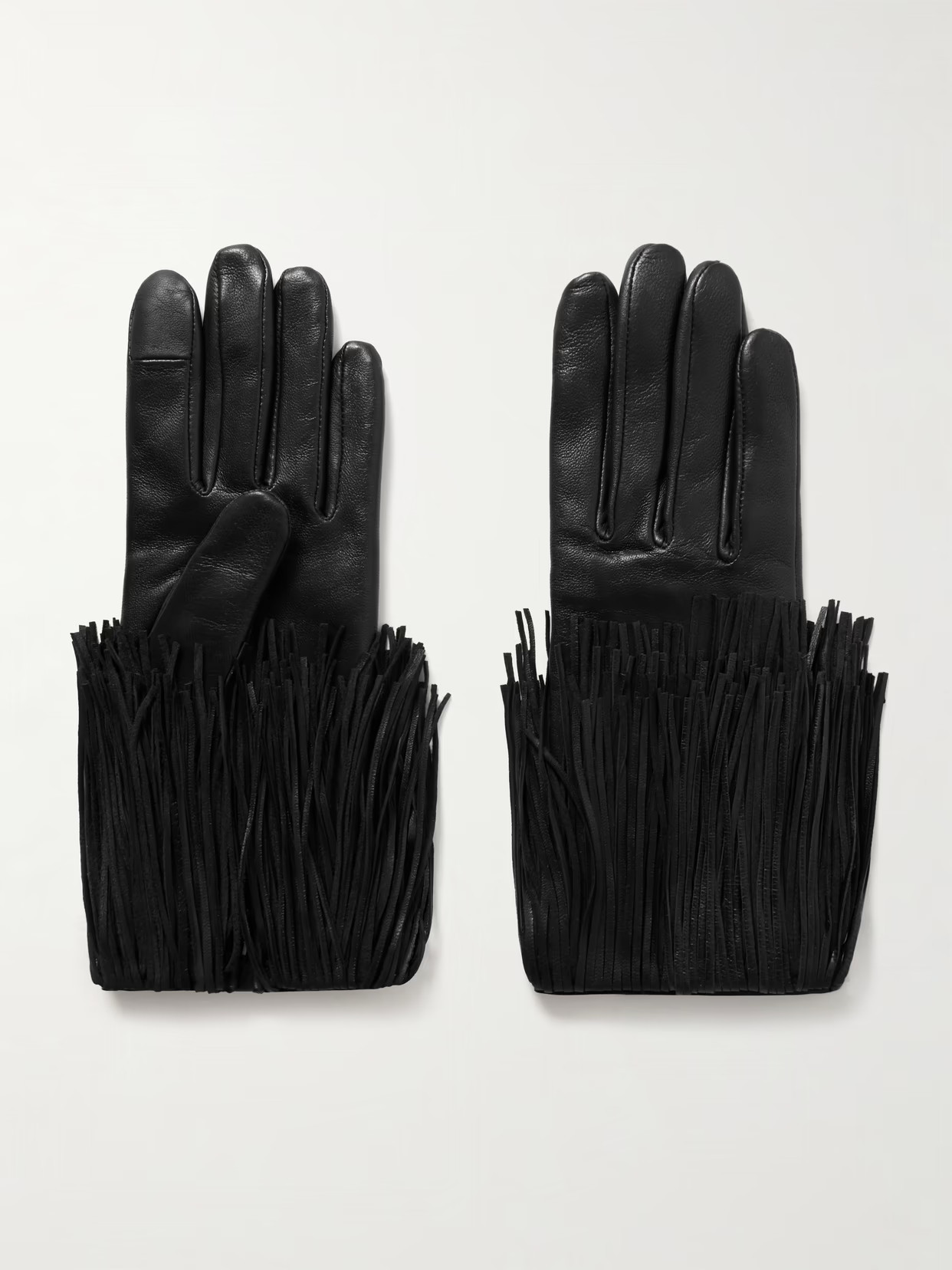 Agnelle - Lena Fringed Leather Gloves - Black | NET-A-PORTER (US)