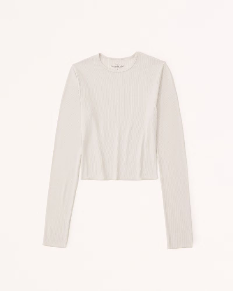 Women's Long-Sleeve Featherweight Rib Cropped Crew Tee | Women's Tops | Abercrombie.com | Abercrombie & Fitch (US)