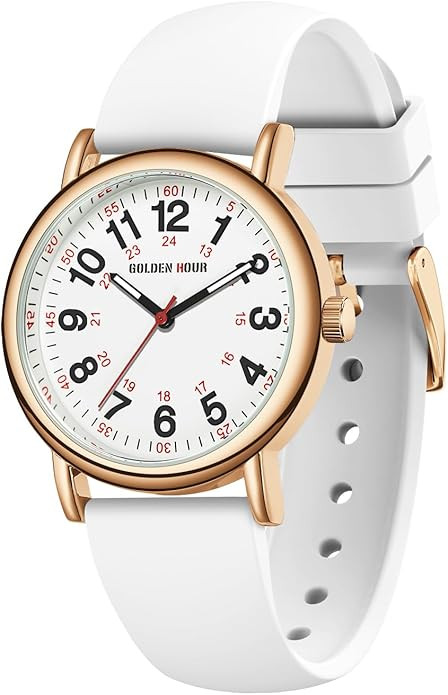 GOLDEN HOUR Waterproof Nurse Watch for Medical Professionals, Students Women Men - Military Time ... | Amazon (US)