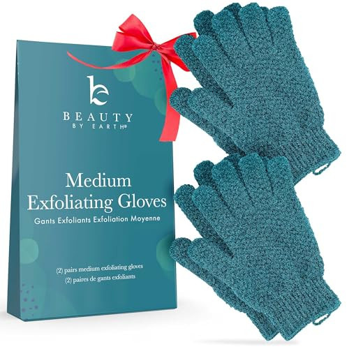 Exfoliating Glove (4 Pcs, 2 Pairs) - Medium Exfoliate Glove for Dead Skin Bath Exfoliating Gloves for Shower Spa Massage Body Scrub - Shower Gloves Exfoliating for Women & Men | Amazon (US)