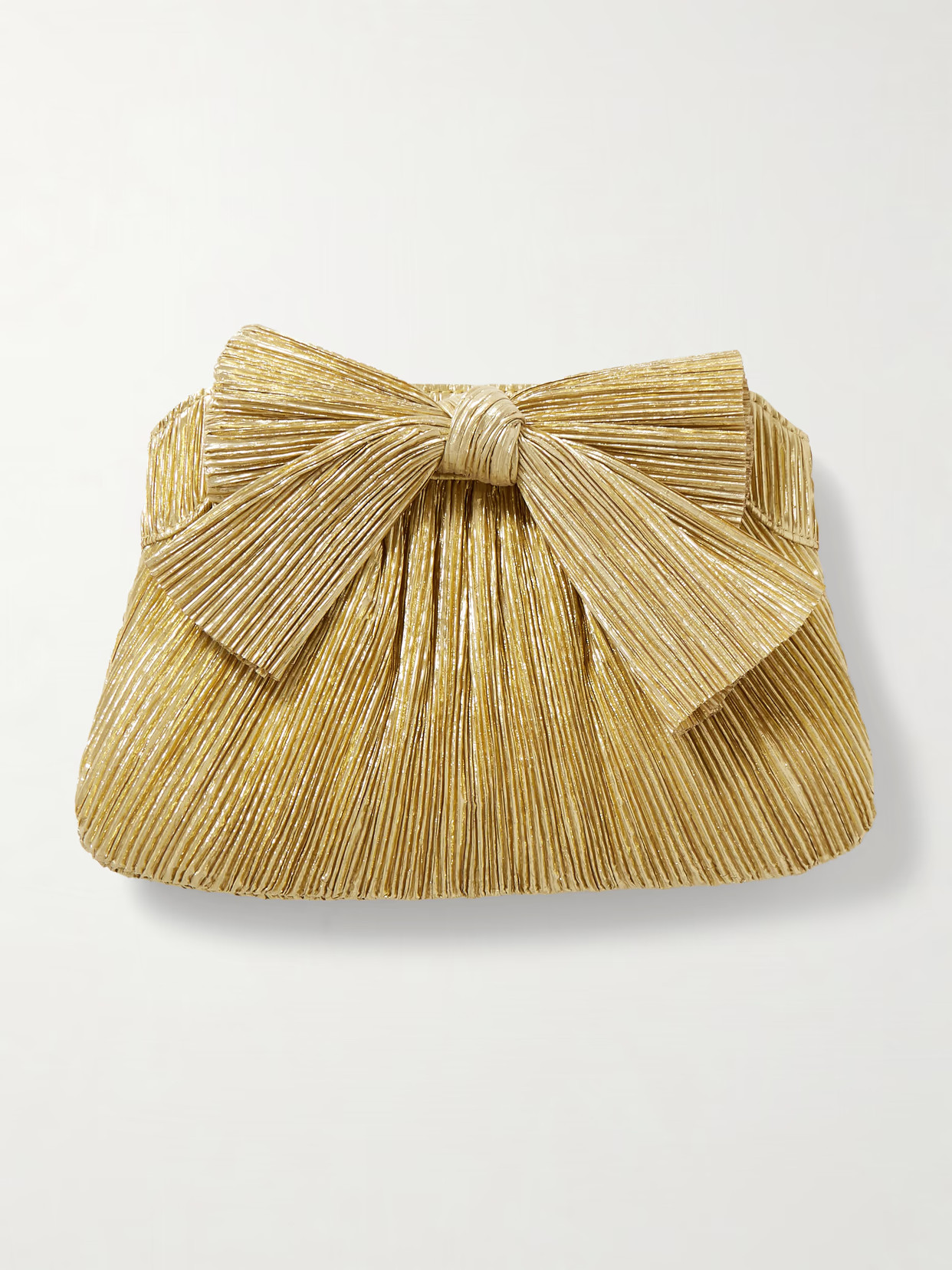 Loeffler Randall - Rayne Bow-embellished Plissé-lamé Clutch - Gold | NET-A-PORTER (UK & EU)