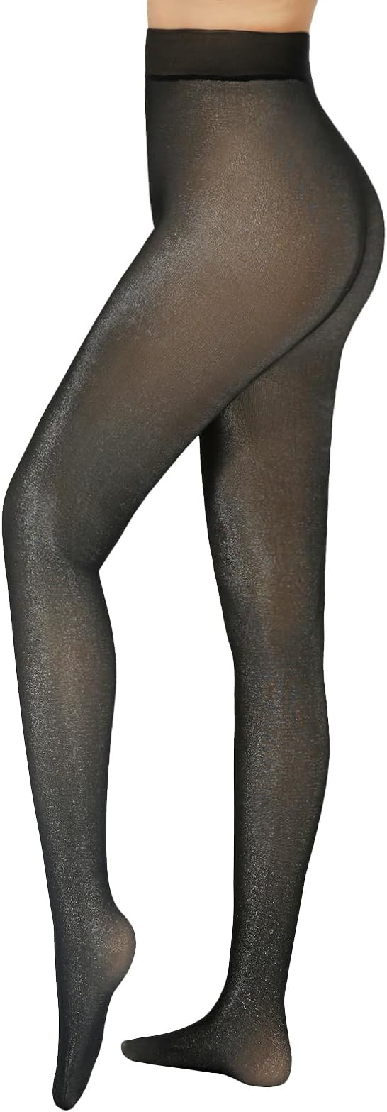 2 Pack Fleece Lined Tights Sheer Winter - Fake Translucent Tights Winter Thick Warm Pantyhose She... | Amazon (US)
