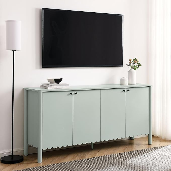 Modway Emmeline 4-Door Scalloped Sideboard in Sage | Amazon (US)