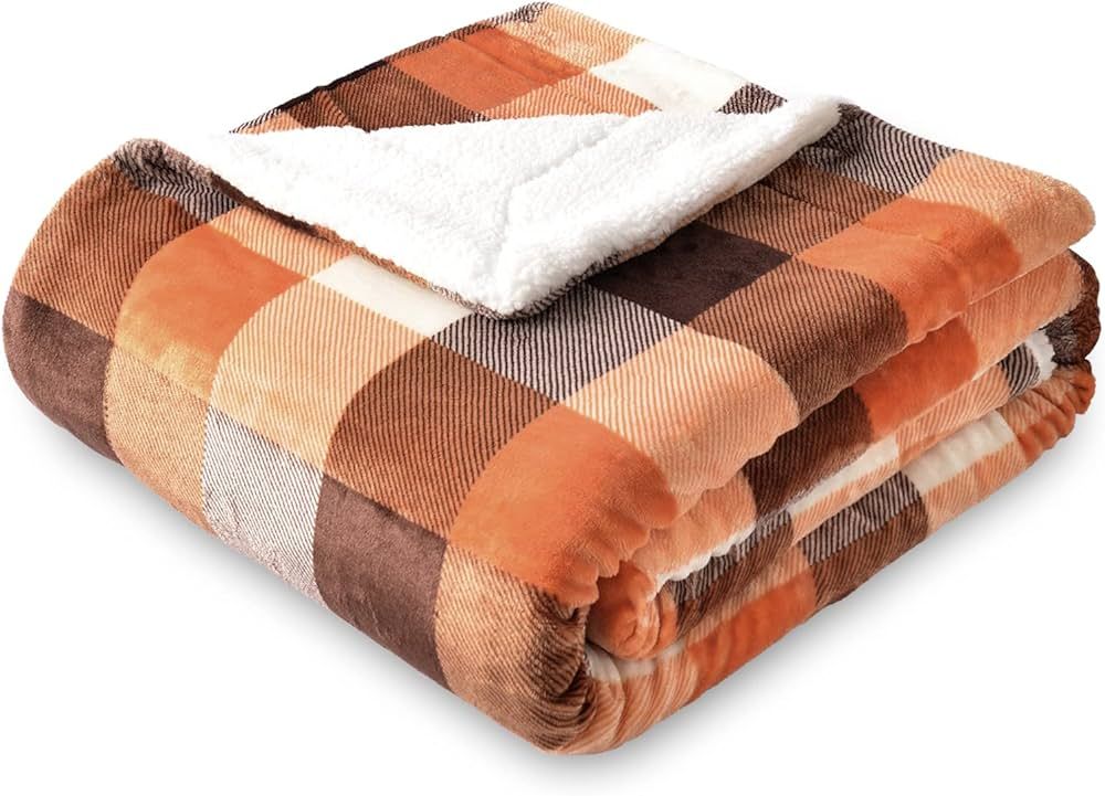 Amazon.com: SOCHOW Buffalo Plaid Sherpa Fleece Throw Blanket, Double-Sided Checkered Super Soft L... | Amazon (US)