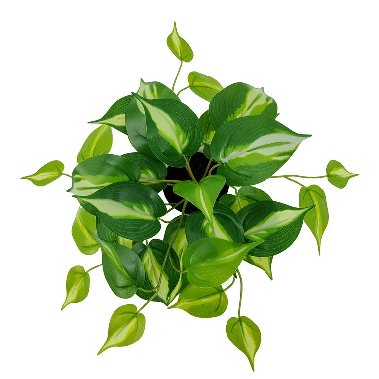 Mainstays 9'' Indoor Artificial Pothos with Bubble Vase, White Ceramic Vase, Green Pothos | Walmart (US)